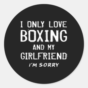 Ich nur Liebe Boxen und meine Freundin Boxer Boyfr Runder Aufkleber