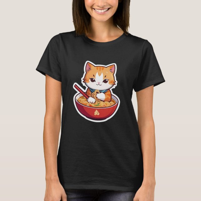 Ich nur wirklich Liebe Ramen Cat T-Shirt (Vorderseite)