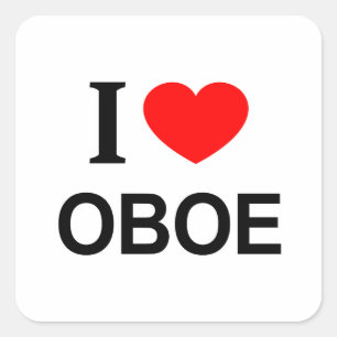 Ich ❤️ OBOE ICH LIEBE OBOE ICH HERZ OBOE Quadratischer Aufkleber