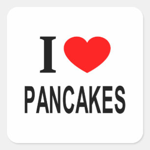 ICH ❤️ PANCAKES I LIEBE PANCAKES I HERZPANCAKES QUADRATISCHER AUFKLEBER
