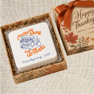 Ich pausierte mein Spiel für das Friendsgiving mit Rechteckiger Pappuntersetzer