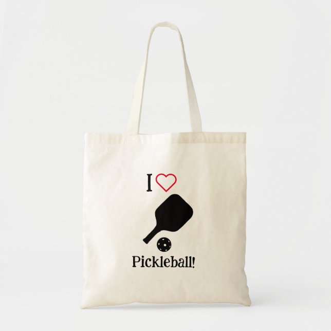 Ich ❤️ Pickleball in schwarz, weiß und rot Tote Ta Tragetasche (Vorne)