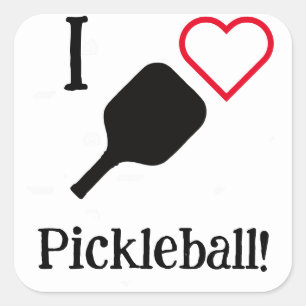 Ich ❤️ Pickleball! Quadratischer Aufkleber