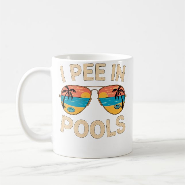 Ich pinkle in Pools Lustiger Sommerurlaub Kaffeetasse (Links)