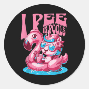 Ich pinkle in Pools Schwimm-Witz Lustiger Sommer P Runder Aufkleber