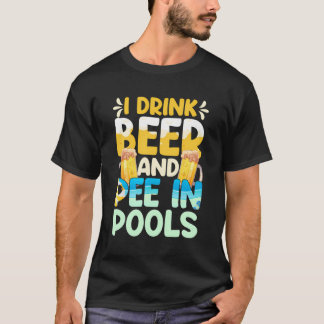 Ich pisse in Schwimmbecken schwimmen Männer trinke T-Shirt