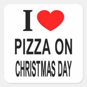 ICH ❤️ PIZZA AM CHRISTMAS TAG I LIEBE PIZZA AUF CH QUADRATISCHER AUFKLEBER