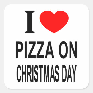 ICH ❤️ PIZZA AM CHRISTMAS TAG I LIEBE PIZZA AUF CH QUADRATISCHER AUFKLEBER
