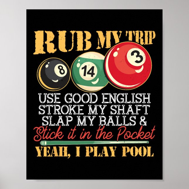 Ich Pool Billard Puns Rub mein Tipp Schlaganfall M Poster (Vorne)