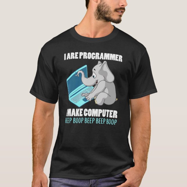 Ich programmiere den Computer-Beep-Boop-Elephan T-Shirt (Vorderseite)