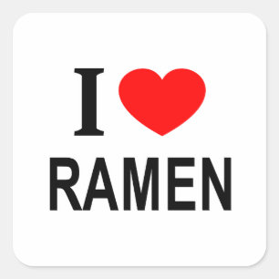Ich ❤️ RAMEN Ich liebe RAMEN Ich mag RAMEN QUADRAT Quadratischer Aufkleber