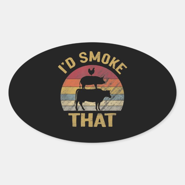 Ich rauche, dass die lustige GRILLEN das Geschenk  Ovaler Aufkleber (Vorderseite)