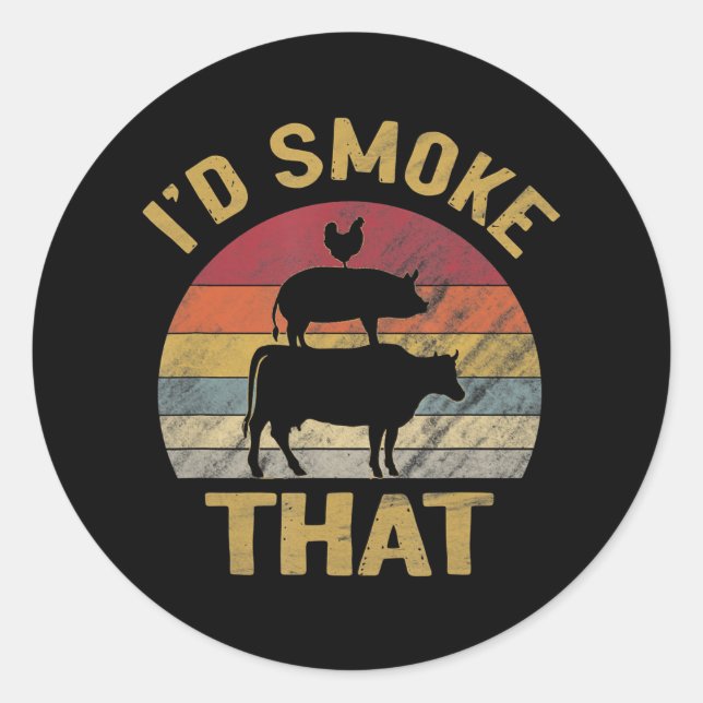 Ich rauche, dass die lustige GRILLEN das Geschenk  Runder Aufkleber (Vorderseite)