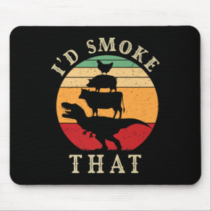 Ich rauche, dass lustige Grillen Vintag Fleisch, R Mousepad