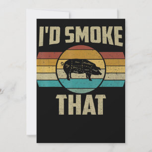 Ich rauche, dass lustige Retro-GRILLEN Pig Fleisch Feiertagskarte