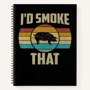 Ich rauche, dass lustige Retro-GRILLEN Pig Fleisch Notizbuch