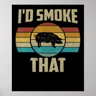 Ich rauche, dass lustige Retro-GRILLEN Pig Fleisch Poster