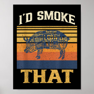 Ich rauche diese lustige Grillen Barbecue Fleisch Poster