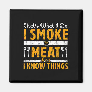 Ich rauche Fleisch Funny Barbeque Grilled Grillen Magnet