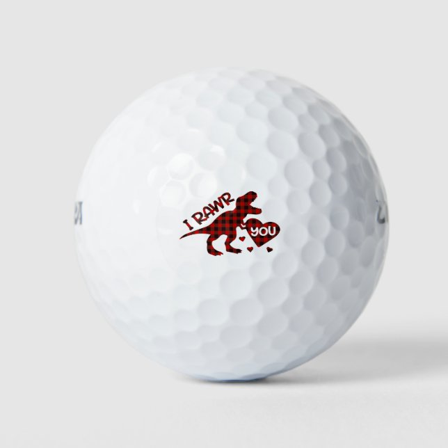 Ich Rawr You Dinosaur Tartan Golfball (Vorderseite)