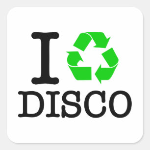 Ich recycel Disco Quadratischer Aufkleber