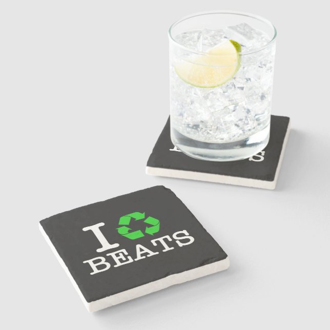 Ich Recycelte Beats Steinuntersetzer (Seitenansicht)