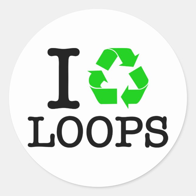 Ich Recycelte Loops Runder Aufkleber (Vorderseite)
