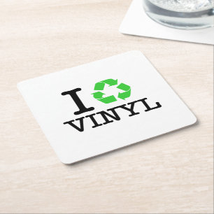 Ich Recycelte Vinyl Rechteckiger Pappuntersetzer