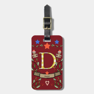 Ich reise für Weihnachten Monogramm "D" mit Namen Gepäckanhänger