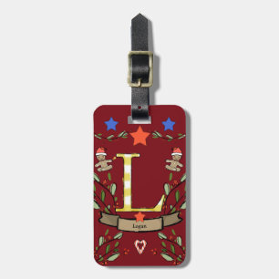 Ich reise für Weihnachts-Monogramm "L" mit Namen Gepäckanhänger