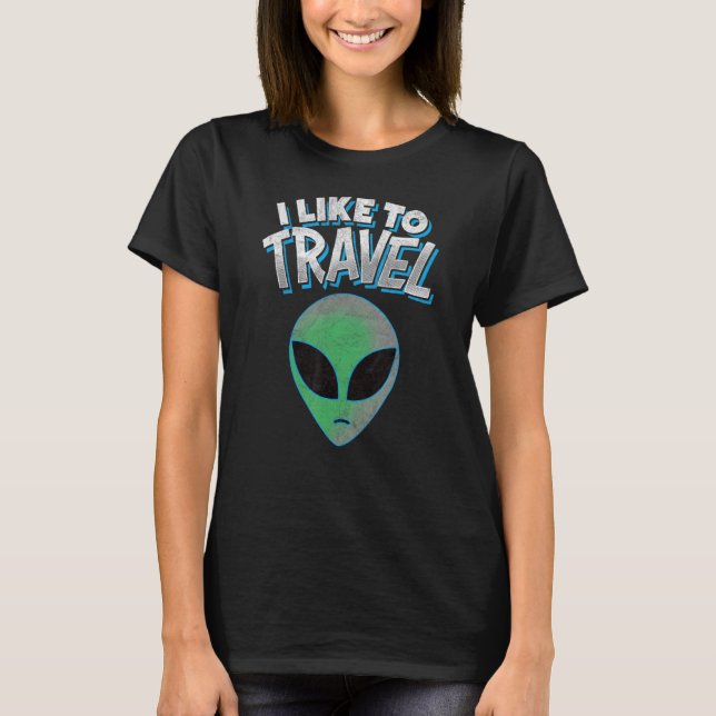 ICH REISE GERNE - Retro UFO Alien Discovery Sci-F T-Shirt (Vorderseite)
