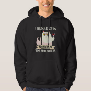 Ich rette die Katze vor den Unterkünften und Wein Hoodie