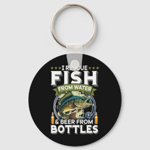 Ich rette Fische aus dem Wasser und Bier aus Flasc Schlüsselanhänger