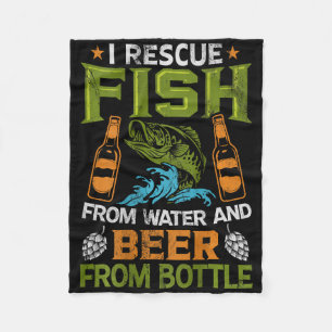 Ich rette Fische aus Wasser und Bier aus Flaschen Fleecedecke