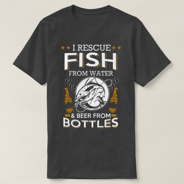 Ich rette Fische aus Wasserbier aus Flaschen T-Shirt (Design vorne)