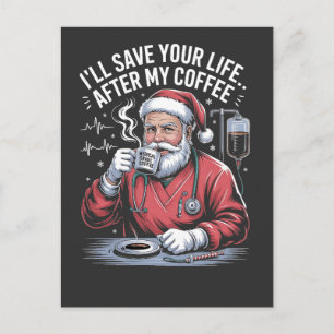 Ich rette Ihr Leben nach meinem Kaffee-Weihnachtsm Feiertagspostkarte