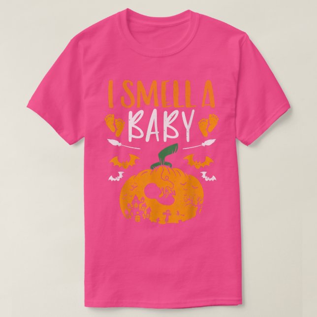 Ich rieche ein Baby Halloween Pumpkin-Schwangersch T-Shirt (Design vorne)