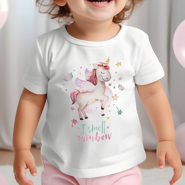 Ich rieche Regenbogen Fairytale Unicorn Girl Baby T-shirt (I Smell Rainbow Fairytale Unicorn Girl Baby T-Shirt)