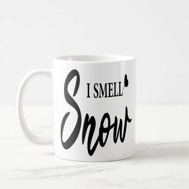 Ich rieche Schnee Niedlichen Schwarz-weißen Winter Kaffeetasse (Links)