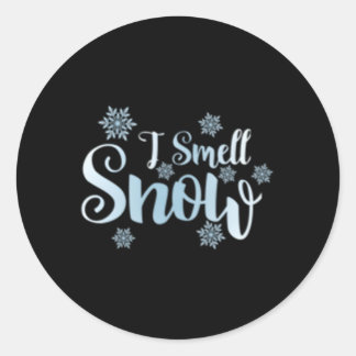 Ich rieche Schneeflocken Schneeflocken Schnee Wint Runder Aufkleber