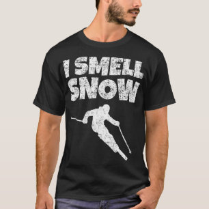 Ich rieche Vintagen weißen Skier T-Shirt