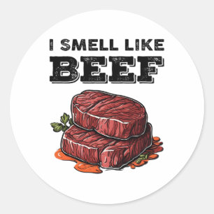 Ich rieche wie Rindfleisch Funny Meme Steak Fleisc Runder Aufkleber