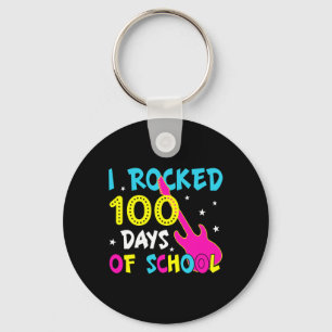 Ich rockte 100 Tage der 100. School Gitarrenmusik Schlüsselanhänger