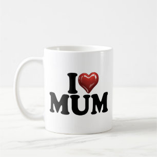 Ich rotes glänzendes Herz MUM Muttertag Mama Gebur Kaffeetasse