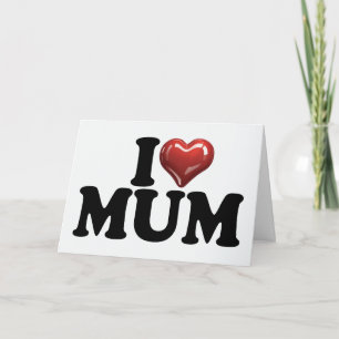 Ich rotes glänzendes Herz MUM Muttertag Mama Gebur Karte