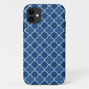 ich rufe 5 Blau Quatrefoil Muster an iPhone 11 Hülle