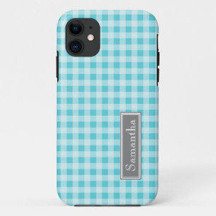 ich rufe der 5 Blau-Gingham-individuellen Namen an Case-Mate iPhone Hülle