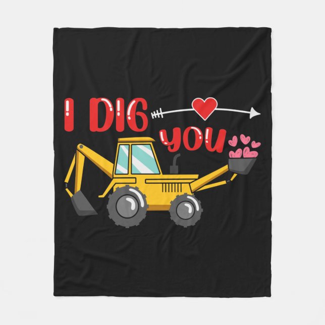 Ich sage dir Backhoe Valentine Fleecedecke (Vorderseite)