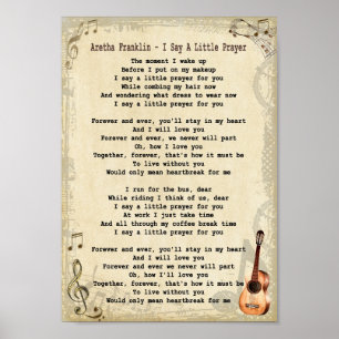 Ich sage ein kleines Gebet Song Lyric Wall Art Pri Poster