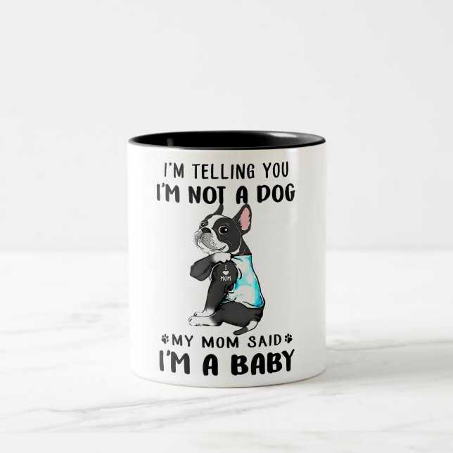 Ich sage mir, ich bin kein Hund, sagte meine Mama, Zweifarbige Tasse (Mittel)
